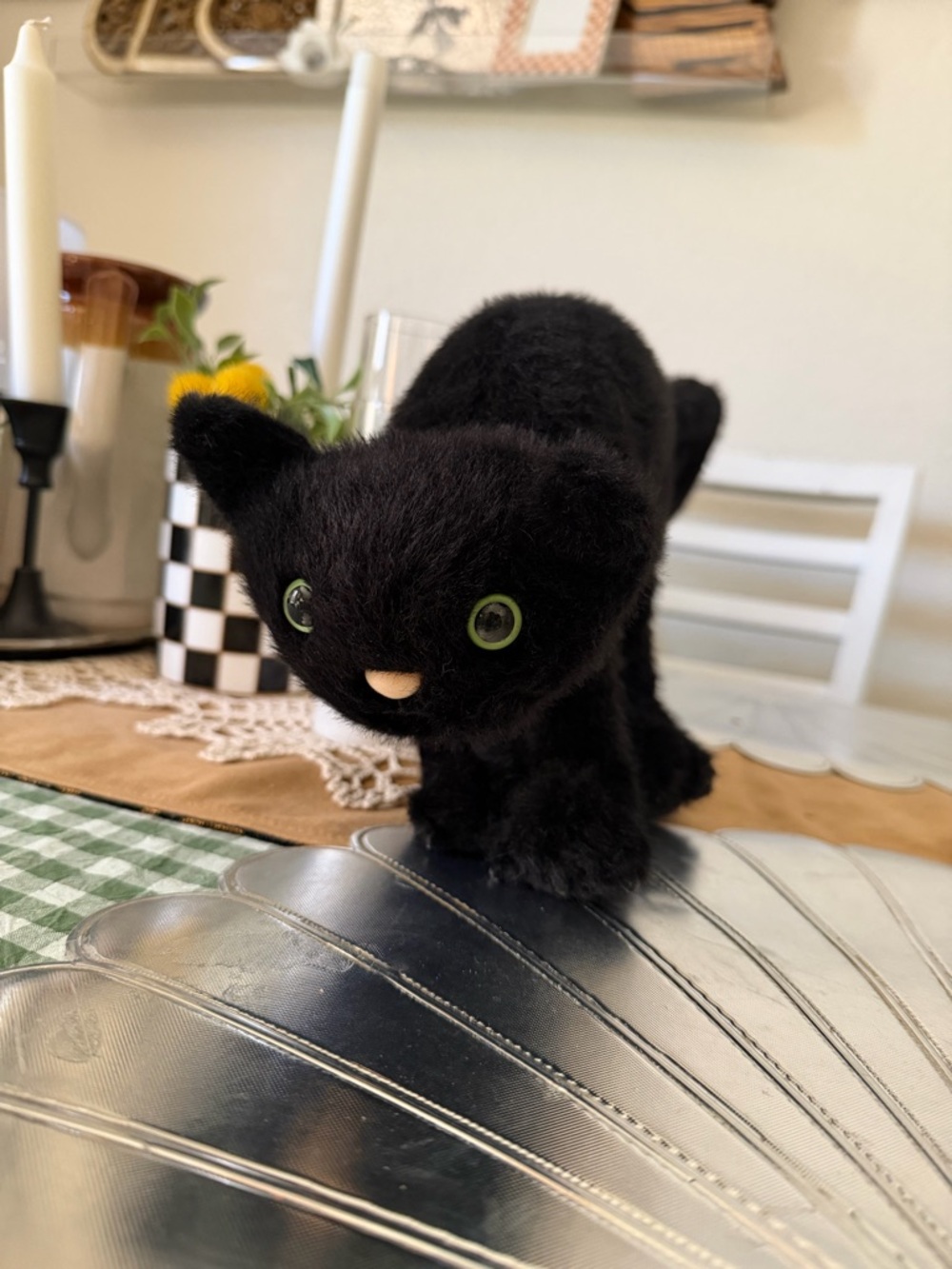 Jellycat Black Spookipaws Plush Cat with Green Eyes